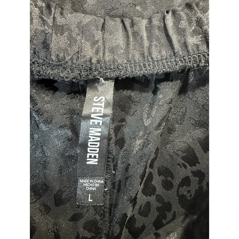 Steve Madden Black Satin Shortie PJ Set L Razorback Sexy Goth Dark‎ Fairy